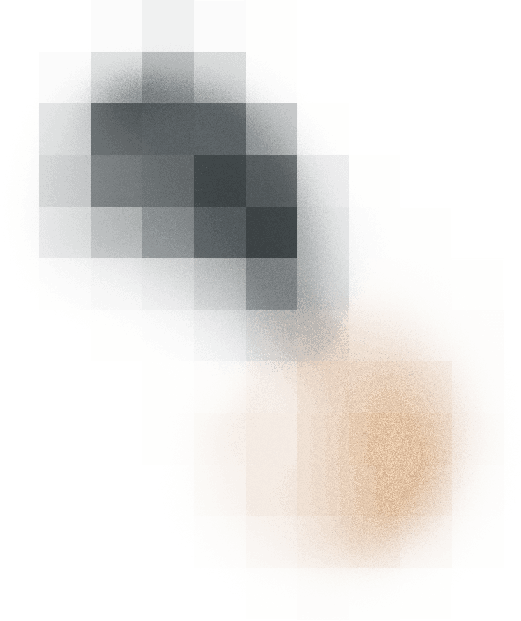 Mosaico abstracto de casillas pixeladas en gris azulado y tono arena, con destellos amarillos y rosas.